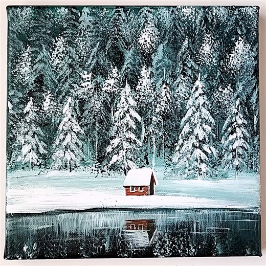 64K views · 1.5K reactions | Winter Forest Acrylic Painting Color used : French grey, Cyanine green, Black, Burnt sienna #art #artist #artwork #acrylic #painting #eldrawingarts #winterpainting #acrylicpainting | El Drawing Arts | Facebook