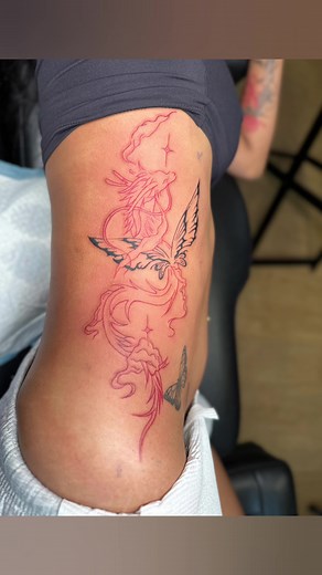 Stunning Red Dragon and Butterfly Rib Tattoos by Experts