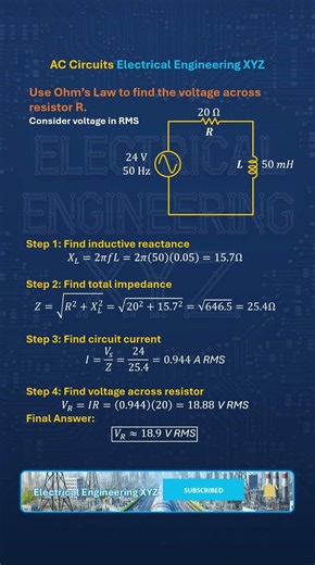 AC Circuit Trick - V across R in RL Series Circuit with 24 VAC@50 Hz, 20 ohms, 50 mH inductor
