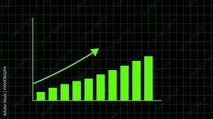 green color Bar chart for growing business progress by month. Developing company growth during the year. on green color background. Stock Video