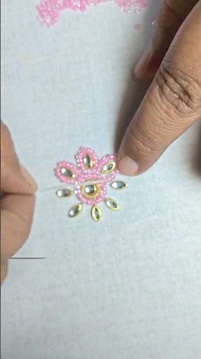 Beautiful Beaded Flower Embroidery 🌸 Easy Designer Motif Tutorial. PART:1