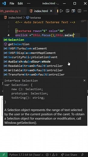 Autoselect textarea text with javascript