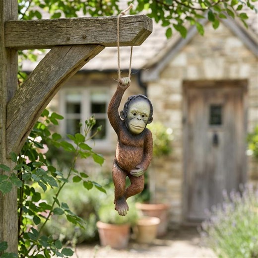 Hanging Monkey Garden Decor Resin Animal Sculpture, Outdoor Yard Pendant Ornament, Patio Courtyard Decoration, Gift Spring Summer - Etsy