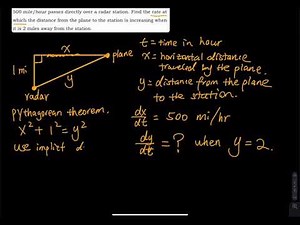 3.9 Part 1 of 5: Related Rates - Flying Plane Problem | Differential Calculus