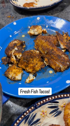 Turning the fresh SeaBass we recently caught into fish tacos! We blackened the fish with @hookyaproducts blackening seasoning. I put cheese and avocado dip in the bottom of the shell followed by the fish, some lettuce, and some sauce @kaylathurne made. #fishtacos #seabass #recipe #homecooking #fishrecipes | Reel Hazardous Fishing