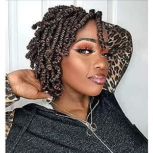 Bob Spring Twist Hair 6 inch - 7 Packs T30 Ombre Brown Handmade Pre-twisted Shoulder Length Cute Passion Twist Hair, Spring Twist Short Crochet Hair For Black Women Synthetic Kids Hair (6"7Pcs, T30)