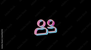 Bright user friends icon is jumping merrily. Retro style. Alpha channel black. Looped from frame 120 to 240, Alpha BW at the end