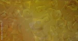 4K looping dark yellow video with lines, rectangles. Holographic abstract video with cubs, rectangles. Clip for mobile apps. 4096 x 2160, 30 fps.