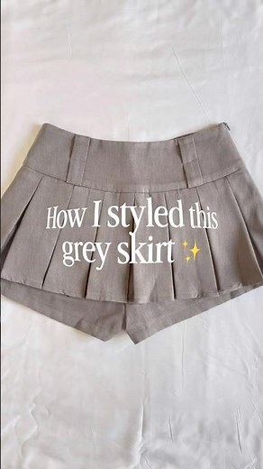 Grey skirt outfit idea 🖤 Easy, cute and goes with everything. Which piece would you wear the most?✨