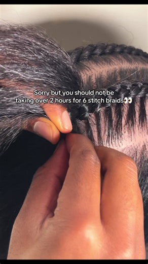 How log does it take you to do 6 stitch braids? It take me 1hr usually or 1.30 mis for log lengths and if the hair is very thick.