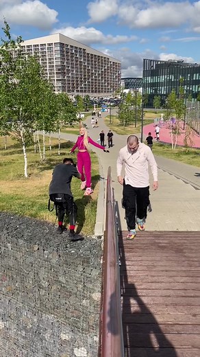 Dynamic Parkour Moves in an Urban Park Setting