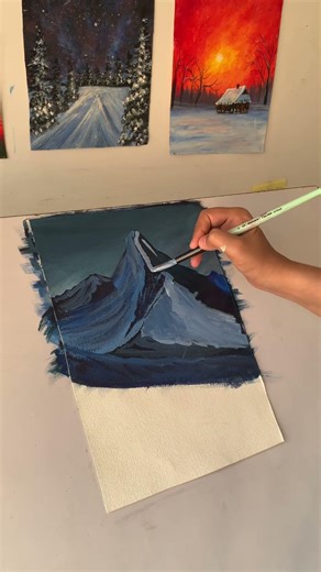 Mountains painting tutorial #painting #art #acrylicscenery #artshorts #diy #drawing #arttherapy