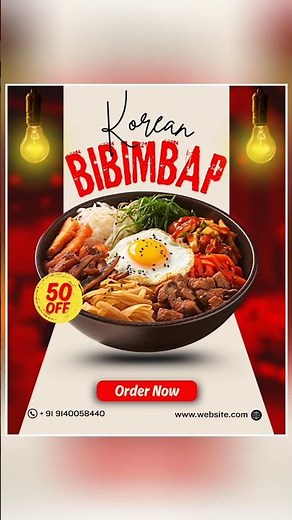 Insane Food Ad Design Using Only Canva Mobile! | Korean Bibimbap Poster Design in Canva