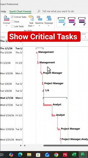 👉 How to Show Critical Tasks in MS Project #msproject #projectplanning #projectmanagement