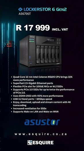 ASUSTOR Lockerstor 6 Gen2 (6-Bay NAS) - Expandable, powerful & future-proof!