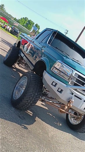 #Automobile. #FordTrucks. #CustomTrucks. 1990s Ford F350 Lifted Pick-Up Truck on June 21, 2025