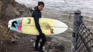 Rising water levels has caused flooding on the shores of the Ottawa River, but it's also high time for surfing. | CBC Ottawa