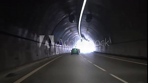 Cyprus - September 2021: View of the tunnel. The car is driving through the tunnel.