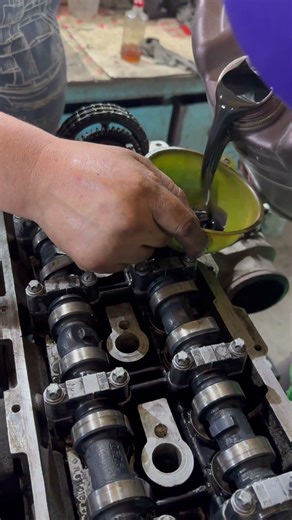 Adding Oil #carrepair #automobile #engineblock #mechanic #brakefluid