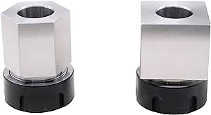 Surface smooth Finish Machining ER-32 Collet Chucks Block Set Of 2 Square And Hex High Precision 0.0005" Work holding Holder Compatible with CNC Lathe Engraving Machine