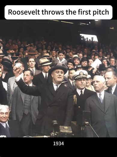 In 1934, President Roosevelt threw the first pitch at a baseball game, witnessed and cheered by 40,000 spectators.#Baseball #FirstPitch | Youthistaan History