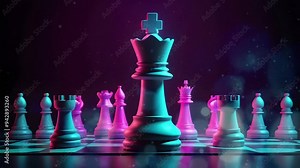 The concept of business industry strategy, a chessboard as an illustration of corporate business strategy. Seamless 4K looping timelapse video animation background