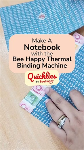 Bee Happy Crafts on Instagram: "Watch this Quicklies tutorial and learn how to make notebooks using the Bee Happy THERMAL BINDING MACHINE. 1️⃣ Use our Bee Happy Guillotine Paper Cutter to prepare your notebook covers and binding spine. 2️⃣ Make score marks for easier bending of the spine. 3️⃣ Attach a glue strip in the middle of the spine, and cut off any excess. 4️⃣ Add double-sided tape on left and right side of glue strip. 5️⃣ Expose the adhesive and attach notebook covers. 6️⃣ Insert pages i