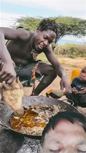 #life of African adivasi#see the everybody how can I eat the animal#