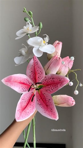 Super Aesthetic Pink Lily from paper | how to make paper lily | paper flower making #shorts #craft