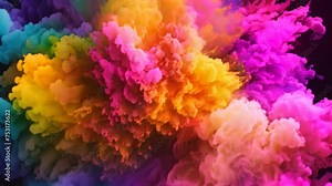 Explosion of colored smoke. Colorful explosion of colored smoke. Background for design, Colored powder explosion. Abstract closeup dust on backdrop, AI Generated Stock Video