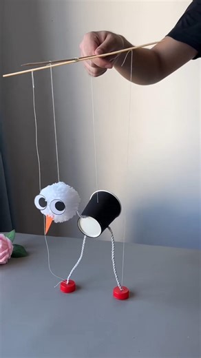 DIY Walking Bird Puppet 🐦 | Easy String Toy Making at Home | Cardboard Craft Idea