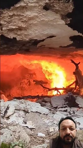 I MADE a CAVE by CARVING the ROCK with FIRE using PRIMITIVE METHODS #diy #winter #camping