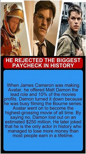 Matt Damon The Quarter Billion Dollar No