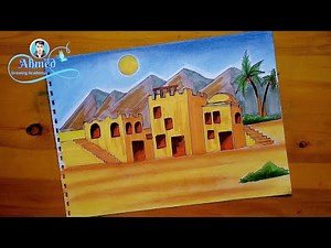 رسم بيوت تراثيه || رسم بيت تراثي || رسم بيوت شعبيه || traditional house drawing || 13