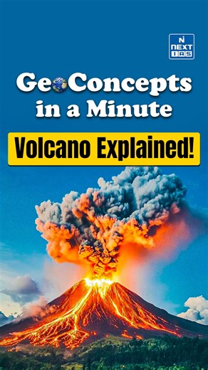 NEXT IAS on Instagram: "Volcanism Explained — How Do Volcanoes Form and Why Do They Erupt? | NEXT IAS In this quick GeoConcepts lesson, we explore volcanism — the powerful natural process responsible for forming volcanoes, new landforms, and even oceanic crust. Volcanoes form when heat and pressure deep inside the Earth melt the mantle, pushing magma upward through vents, especially at tectonic plate boundaries and hotspots. Depending on lava thickness and gas content, volcanoes can become shiel