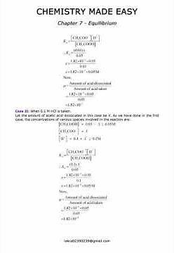 PART-II EQUILIBRIUM EXERCISE SOLUTION; LE-CHATELIER`S PRINCIPLE; DYNAMIC NATURE OF EQUILIBRIUM/JEE;