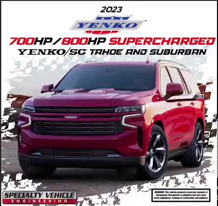 The new for 2023 700HP (5.3L) and 800HP (6.2L) Yenko/SC® Tahoe and Suburban: The most powerful limited edition GM full-size SUV available! Available on 2023 2WD or 4WD LS, LT, RST, Z71, premier, and high country models. Available only from GM dealers nationwide. #tahoe #yenko #specialtyvehicleengineering #sportssuv #collectible #gm #chevy #tuesdaymotivation | Specialty Vehicle Engineering, Inc.