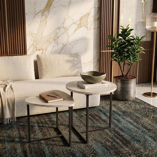 Nesting Coffee Table Set, Round & Triangle End Tables, Modern Wood Furniture - Etsy