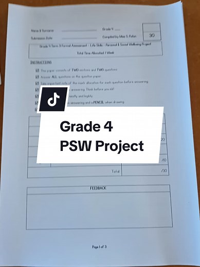 Grade 4 Life Skills PSW Project on Water Safety