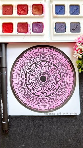 Pink Watercolor Mini Mandala Art | Easy Tutorial for Beginners 🎨✨ #shorts #mandalaart