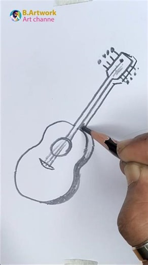 How to Draw a Guitar 🎸 | Easy Guitar Drawing | Simple Guitar Sketch #drawing #B.artwork