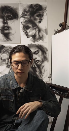 The Look Back in Motion: Crafting Art with Charcoal and Pastel