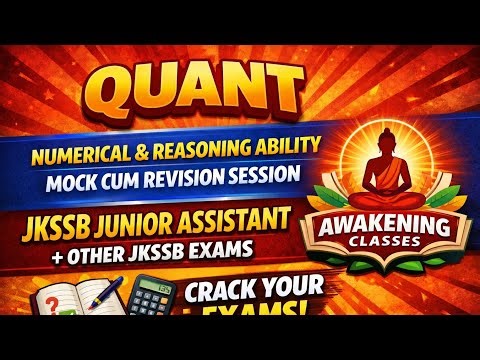 Quant l Numerical and Reasoning ability l MCQ cum revision Session l JKSSB exams l