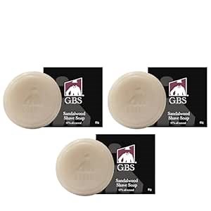 GENTS 97% All Natural Shave Soap - Creates a Rich Lather Foam for Wet Shaving Experience (3 Pack Sandalwood) Birthday Gift