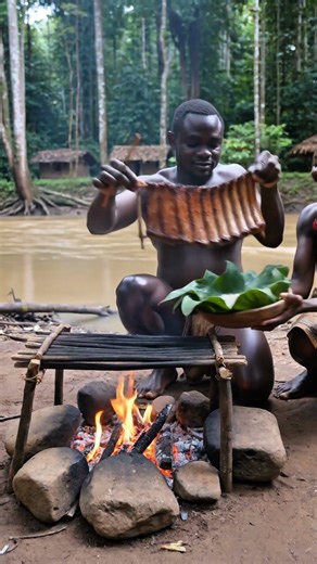 Jungle Hunters Grill Giant Ribs by the River | Mbuti Tribal Feast