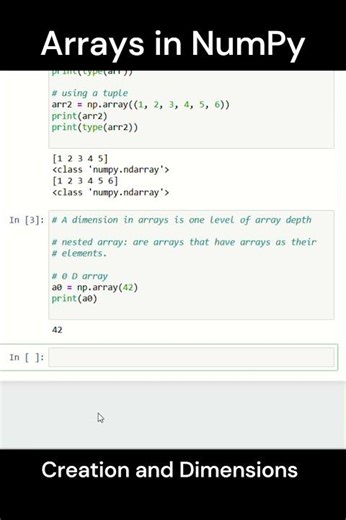 NumPy Arrays | How to create | Dimensions of NumPy Arrays | How to measure dimension | Python