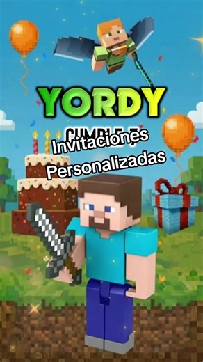 Invitación de Minecraft animado con inteligencia artificial personalizado con todos sus datos 😍 #minecraft #invitacionesdigitales