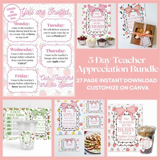 Teacher Appreciation Printable Fruit Theme Teacher Gift Digital Download Classroom Decoration Editable Template Staff Appreciation Week - Etsy