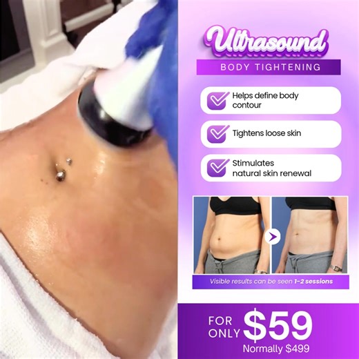 👋 Hey Walnut Creek Beauties! 💖Ready to tighten, smooth & sculpt your body just in time for the holidays?🎄 If you’re noticing loose skin, stubborn fat, or cellulite that won’t budge, this is your chance to get that sleek, confident, holiday-ready look — without surgery or downtime. Our Ultrasound Body Tightening Treatment is a gentle, non-invasive way to firm, contour, and smooth your body so you feel amazing in your outfits, holiday photos, and every festive moment. 🎁 Holiday Special: Get yo