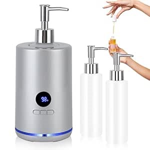 Massage Oil Warmer with 2 Bottles, Professional Electric Lotion Warmer Bottle, Digital Display, Rapid Heating, Automatic Massage Oil Heater for Salon Spa Massage (Silver)